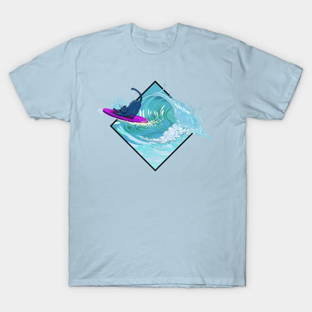 Cat surfing T-Shirt by Brash Ideas